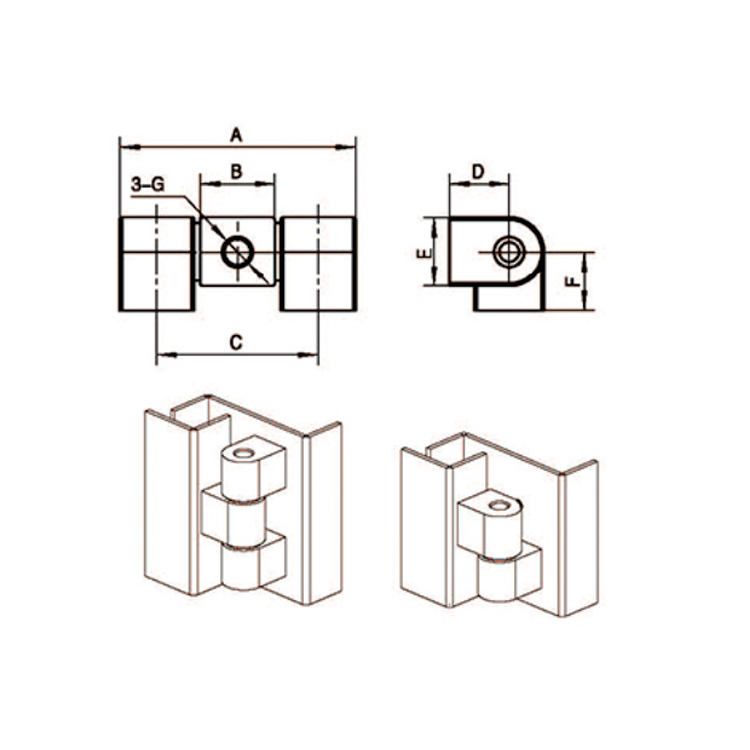 Cerniera per installazione scala porta telaio-B2209