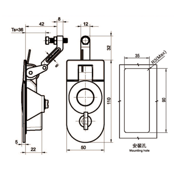 Chiusura a compressione a leva impermeabile-A7305-1