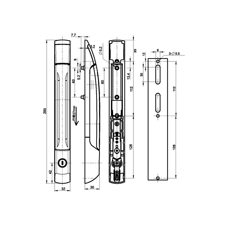 Tipo di sollevamento Esterno Pull Rod Lock-A8191