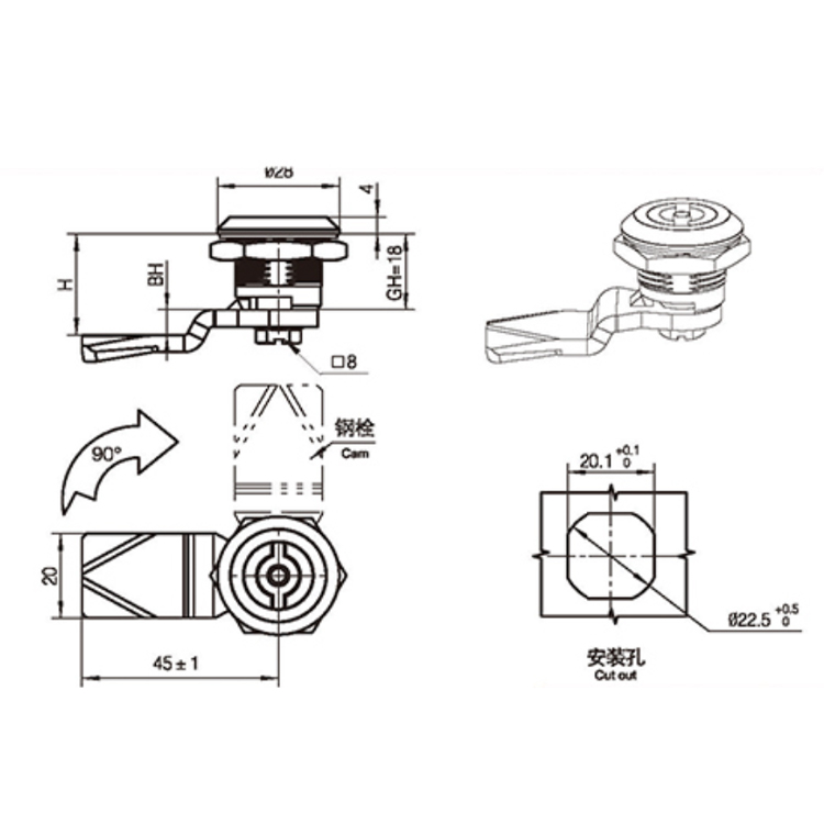 Strumento di posizionamento esterno tipo Cam Lock-A6012