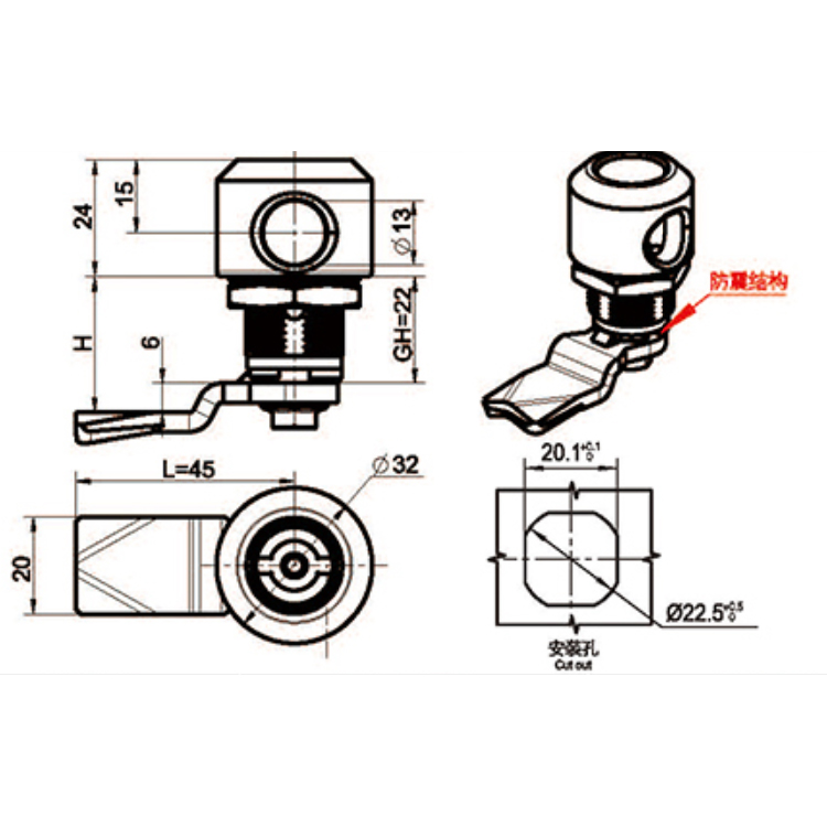 Tipo di strumento lucchetto Cam Lock-A6019