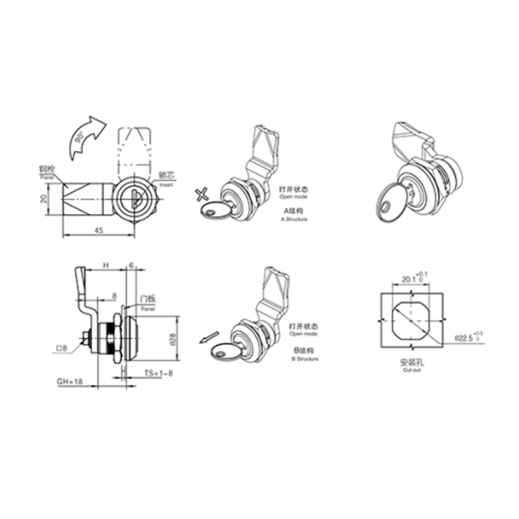 Cilindrico Nucleo Cam Lock-A604
