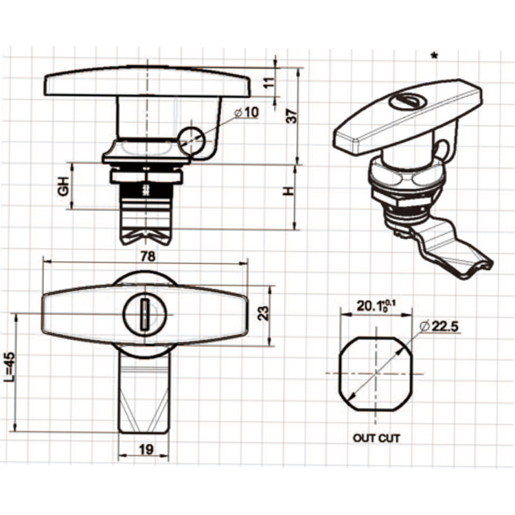 Lucchetto con maniglia a T Cam Lock-A6072