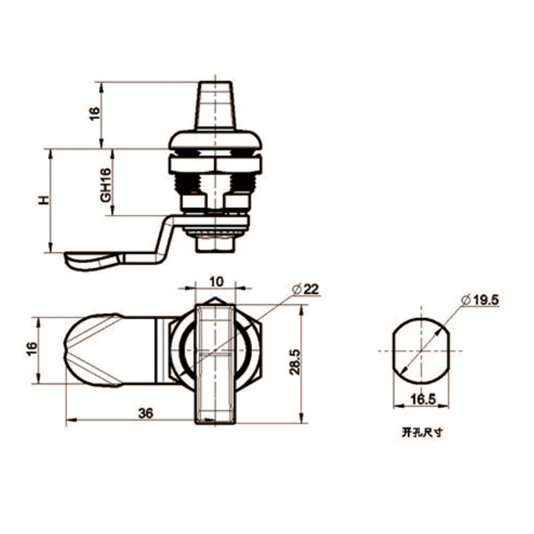 Tipo di manopola Cam Lock-A6207-4